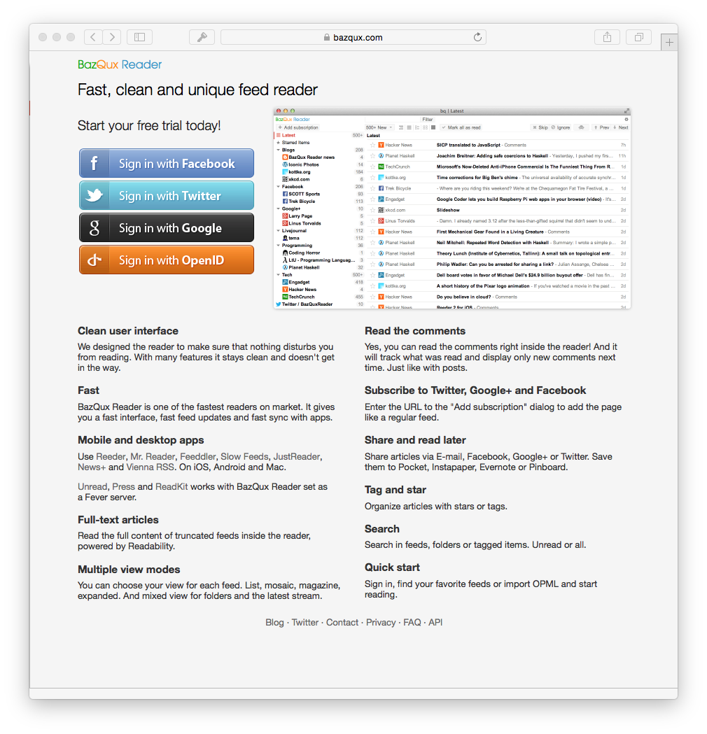 LDR→BQR　Feedを読むツール:BazQuxReader
